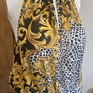 New York & Company Black and Gold Floral Tunic